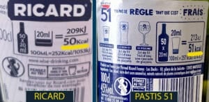2 différences calories ricard pastis 51